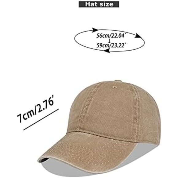 Unisex Washed-taupe Baseball Cap Cotton Fits Washed Denim Adjustable Hat - Picture 6 of 7